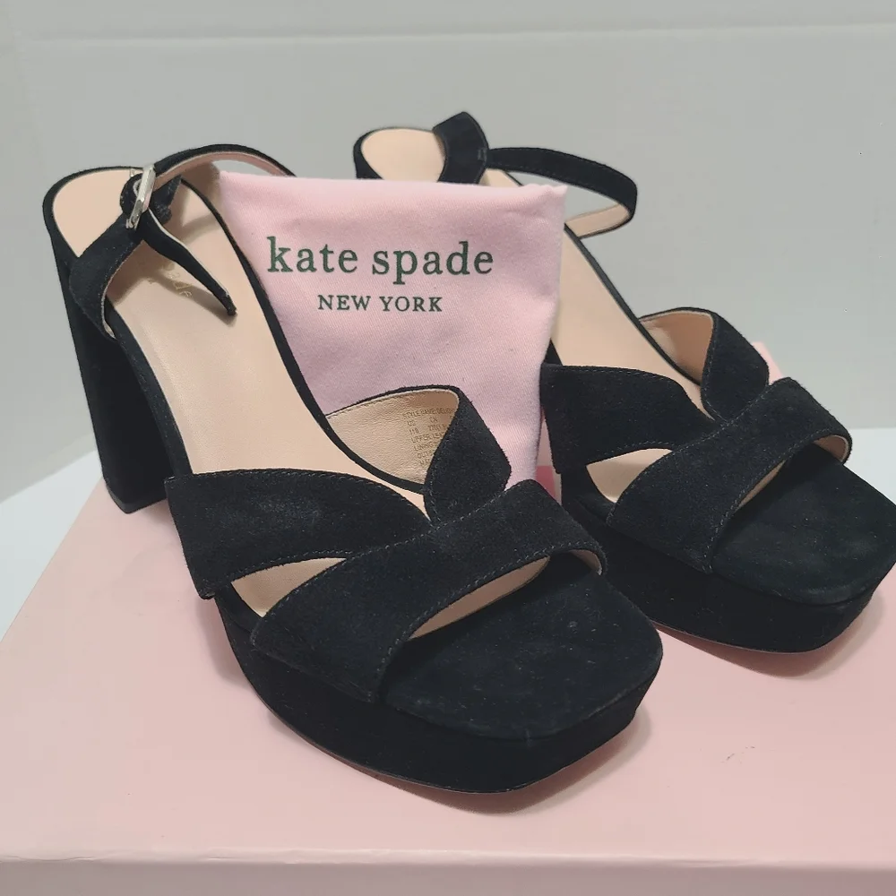 Kate Spade Delight Tue Suede Elegant Black‎ Platform Heels Size 11